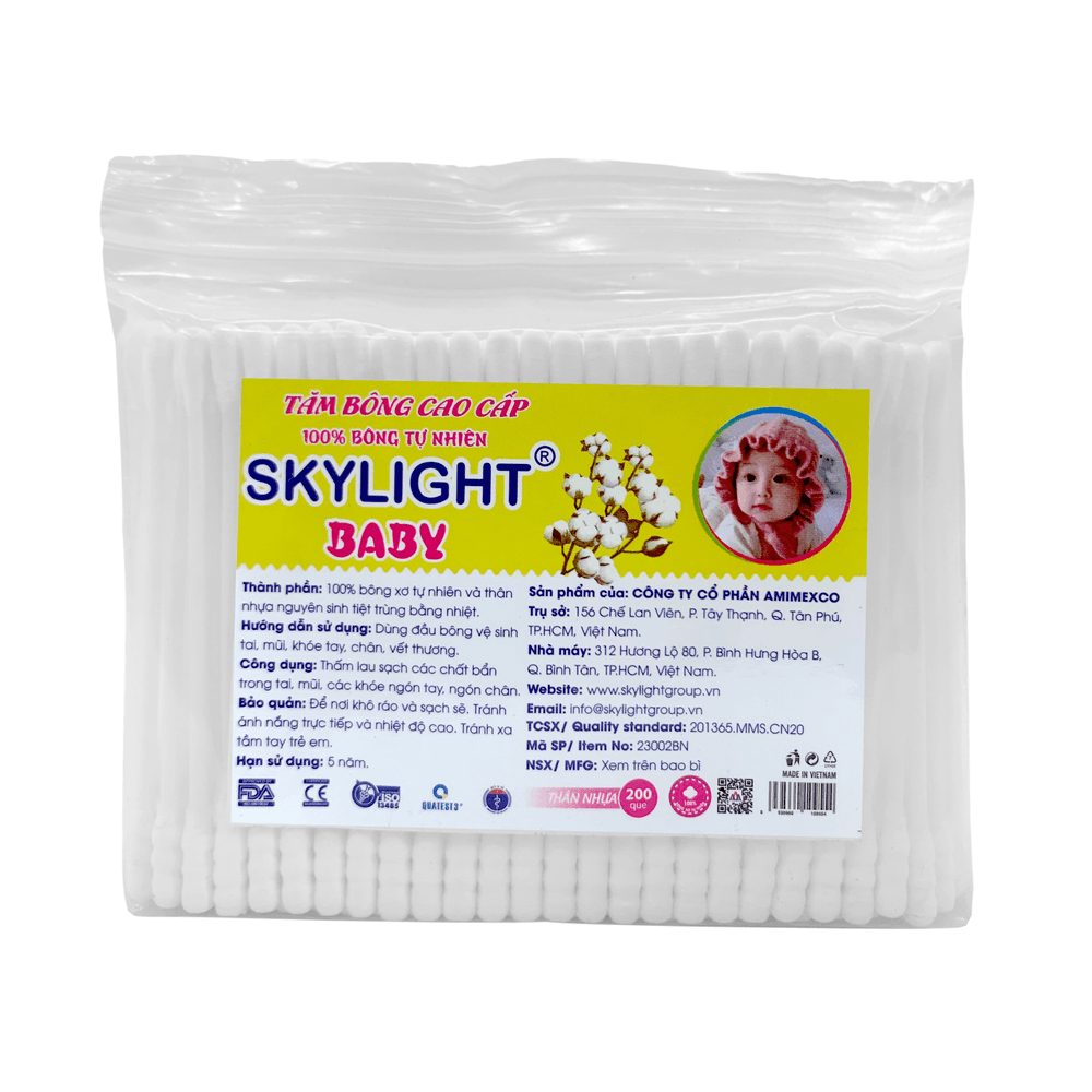 Tăm bông baby Skylight - Bịch 200 que