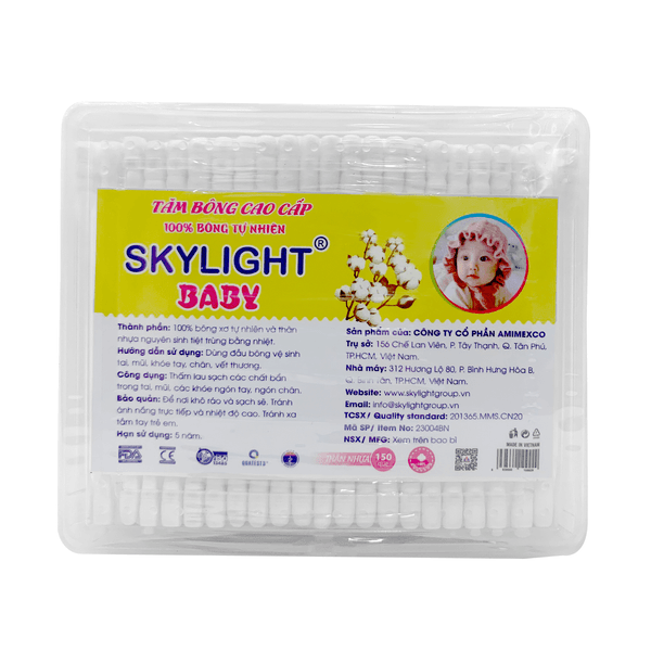 Tăm bông baby Skylight - Hộp vuông 150 que