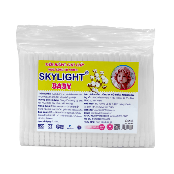 Tăm bông baby Skylight - Bịch 200 que